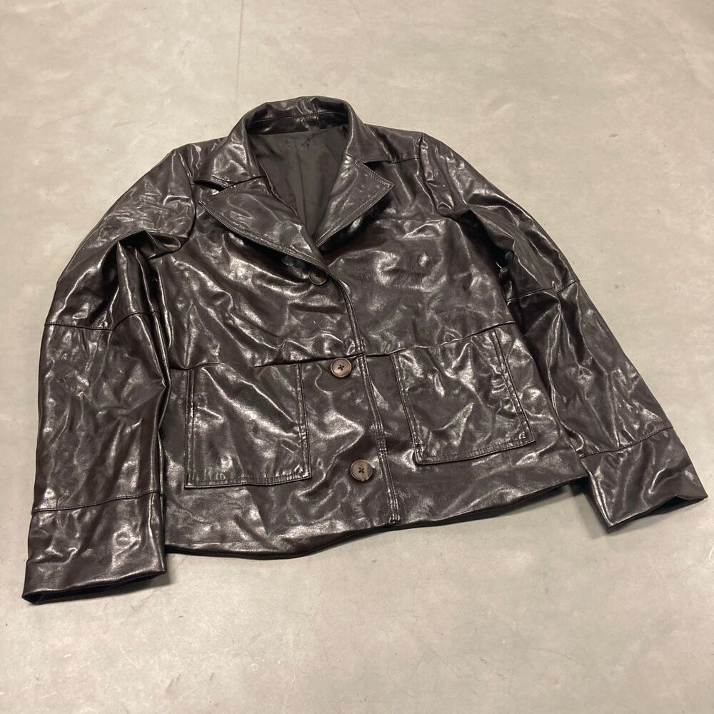 vintage y2k brown leather jacket